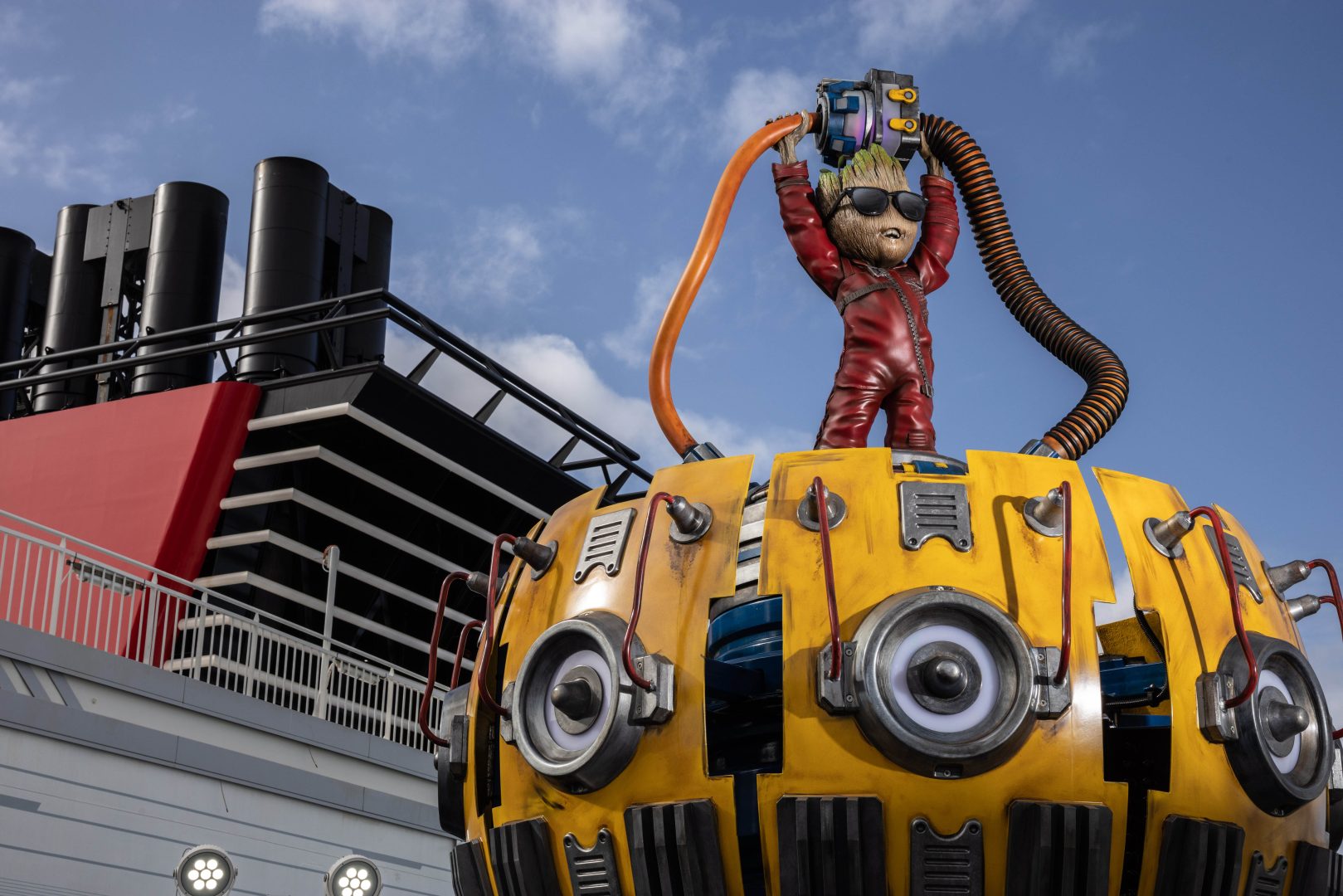 The Ironcycle Test Run roller coaster on the upper deck of Disney Adventure
