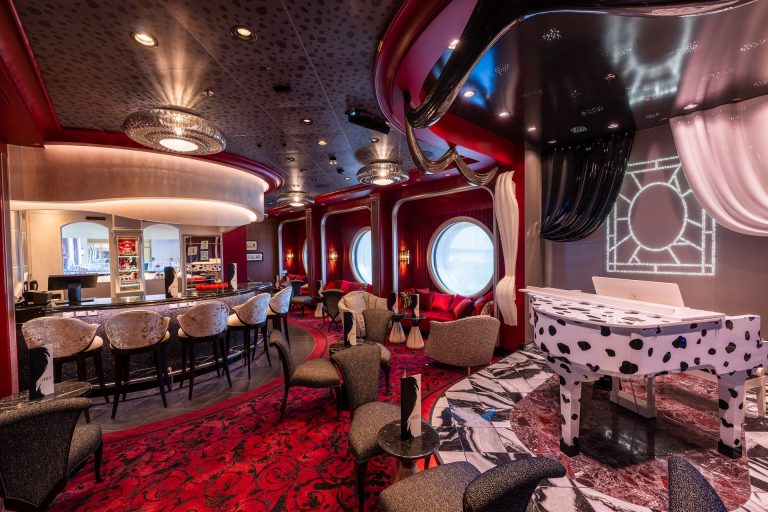 Elegant lounge bar aboard Disney Destiny cruise ship