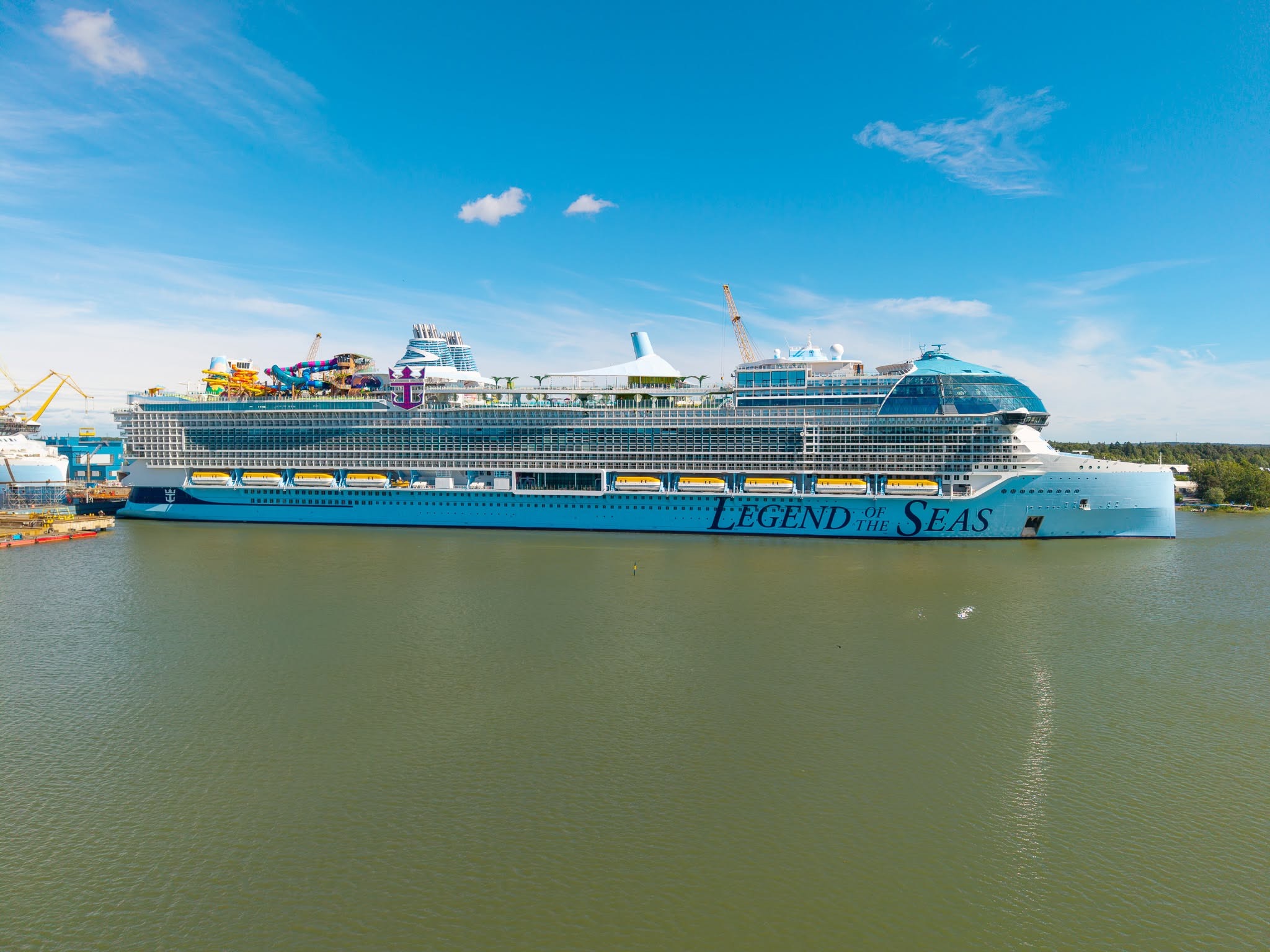 Legend of the Seas cruise ship at the Meyer Turku shipyard in Finland shortly after delivery