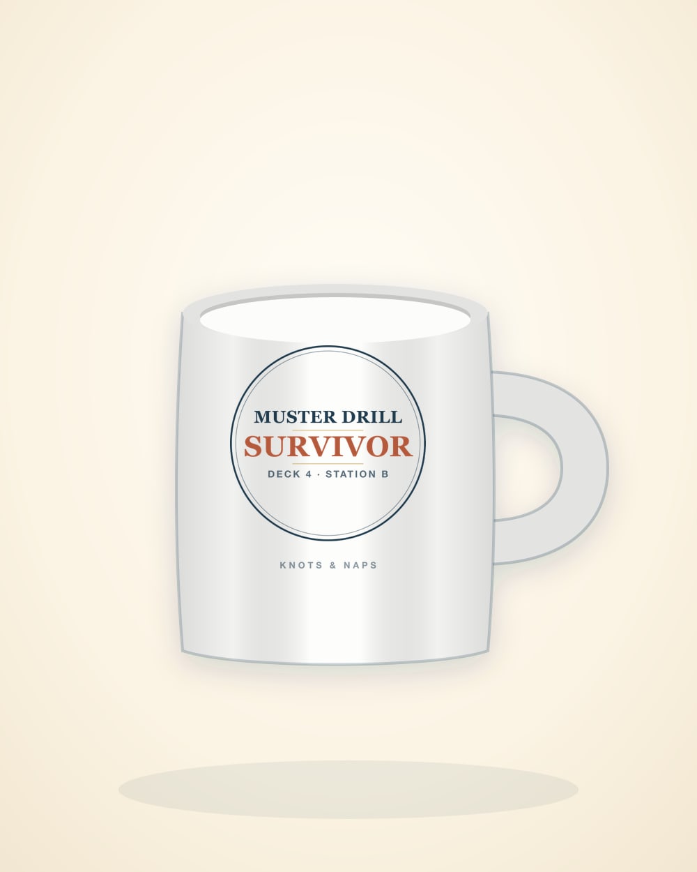 Muster Drill Survivor Mug in White